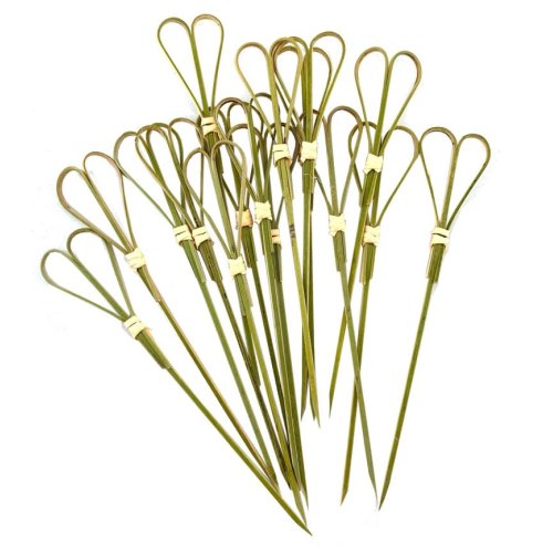 100x Skewers Heart Picks Natural 100mm Fruit Food Bamboo 12cm