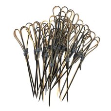 100x Skewers Heart Picks Black 100mm Fruit Food Bamboo 10cm
