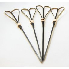 100x Skewers Heart Picks Black 100mm Fruit Food Bamboo 15cm