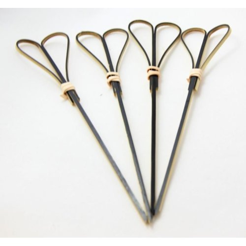 100x Skewers Heart Picks Black 100mm Fruit Food Bamboo 15cm