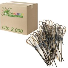 2,000x Skewers Picks Heart Black 15cm Bamboo Fruit Food