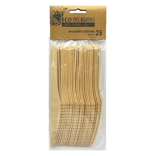 100x Wooden Knives 165mm Cutlery Bulk Disposable