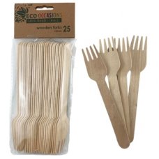 100x Wooden Forks 155mm Cutlery Bulk Disposable