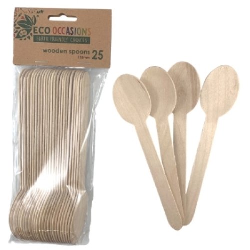 100x Wooden Spoons 155mm Cutlery Bulk Disposable
