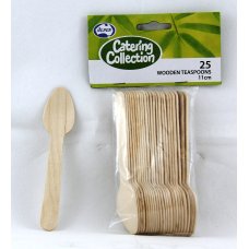 100x Wooden Cutlery Tea Spoons 110mm Bulk Disposable