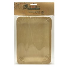 60x Wooden Plates Rectangle 19.5cm 14cm x 1.8cm