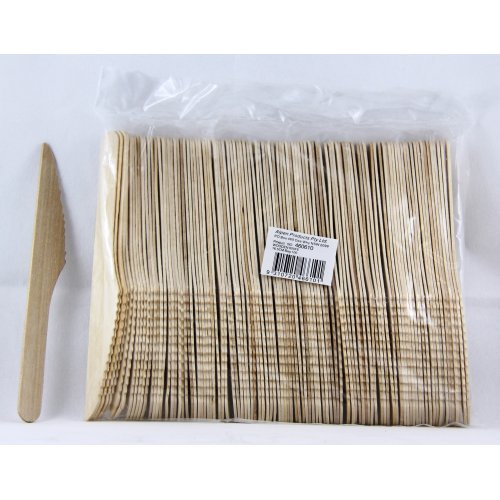 100x Wooden Cutlery Knives 165mm Bulk Disposable
