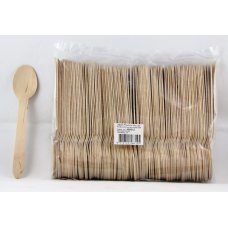 100x Wooden Cutlery Spoons 155mm Bulk Disposable