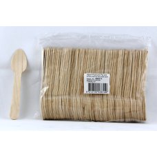 100x Wooden Cutlery Tea Spoons 110mm Bulk Disposable