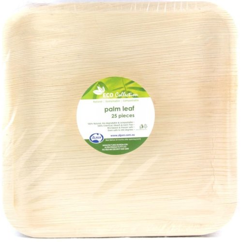 100x Palm Leaf Plates Square Compostable Biodegradable 25cm (10inch)