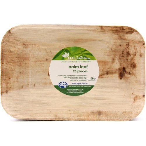 100x Palm Leaf Plates Rectangle Compostable Biodegradable 23cm x 15.5cm