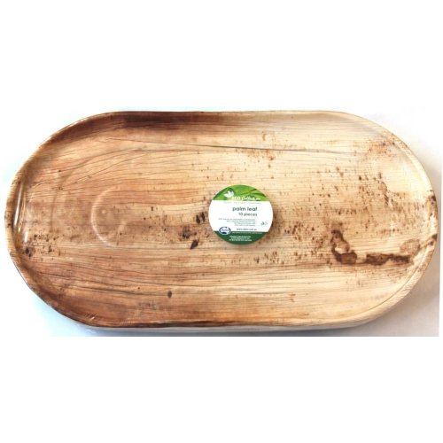 10x Palm Leaf Platter Rectangle Oblong Plate Compostable Biodegradable 5cm x 30cm