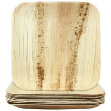 100x Palm Leaf Plates Square Compostable Biodegradable 25cm (10inch)