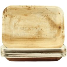 100x Palm Leaf Plates Rectangle Compostable Biodegradable 23cm x 15.5cm