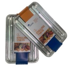 60x Foil Trays Container Medium BBQ Roasting Oven Drip 34.5cm x 22.4cm x 2.4cm