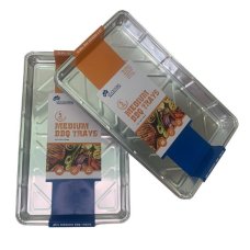 60x Foil Trays Container Medium BBQ Roasting Oven Drip 32.4cm x 20.1cm x 3.2cm