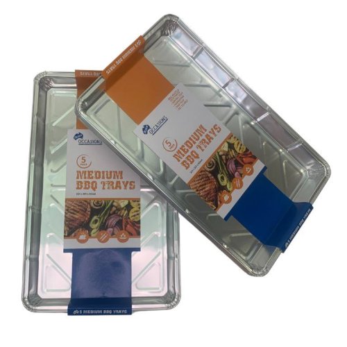 60x Foil Trays Container Medium BBQ Roasting Oven Drip 32.4cm x 20.1cm x 3.2cm