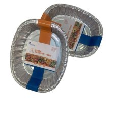 36x Foil Trays Container Oval Large BBQ Roasting Oven Drip 45cm x 36.5cm x 8.5cm
