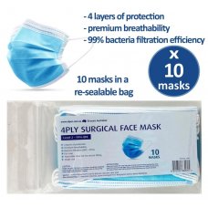 10 Face Masks 4 layers of filtration material 99% BFE
