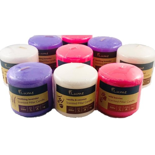 Lume Scented Pillar Candle 75x75mm 3x3inch Box 12
