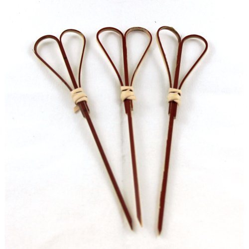 Bamboo Heart Pick Skewers 12cm Red Pack 100